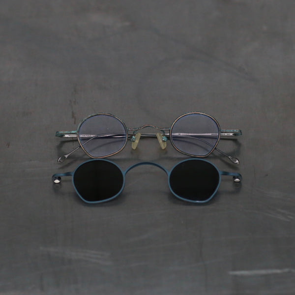 Rigards titanium detachable high degree hand-polished glasses RG1925TI series RG-RG1925TI-FCMTMSH emerald frame + ink frame transparent lens + dark gray lens